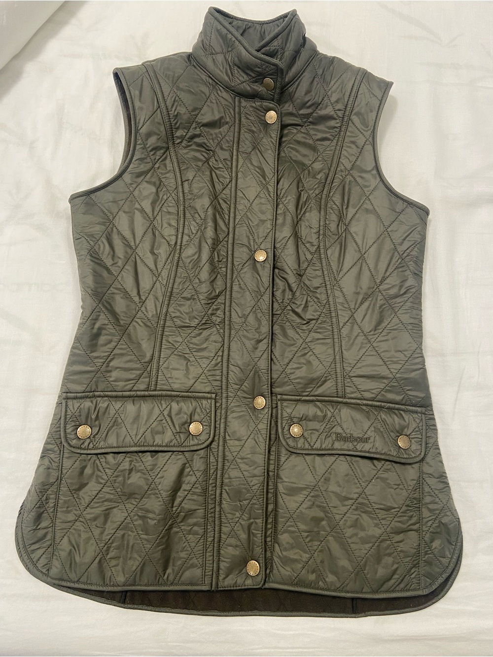 Barbour Wray Gilet - Quilted Wonen’s Olive Green Vest - size 4